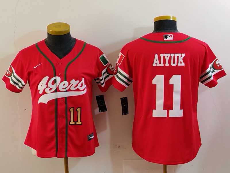 Women%27s San Francisco 49ers #11 Brandon Aiyuk Red Mexico Cool Base Stitched Baseball Jerseys->women nfl jersey->Women Jersey